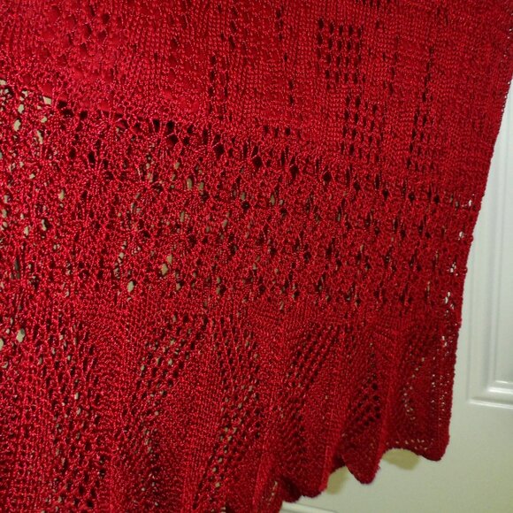 Tradition Burgundy Crochet Knit floral  Blouse size XL - Picture 4 of 13